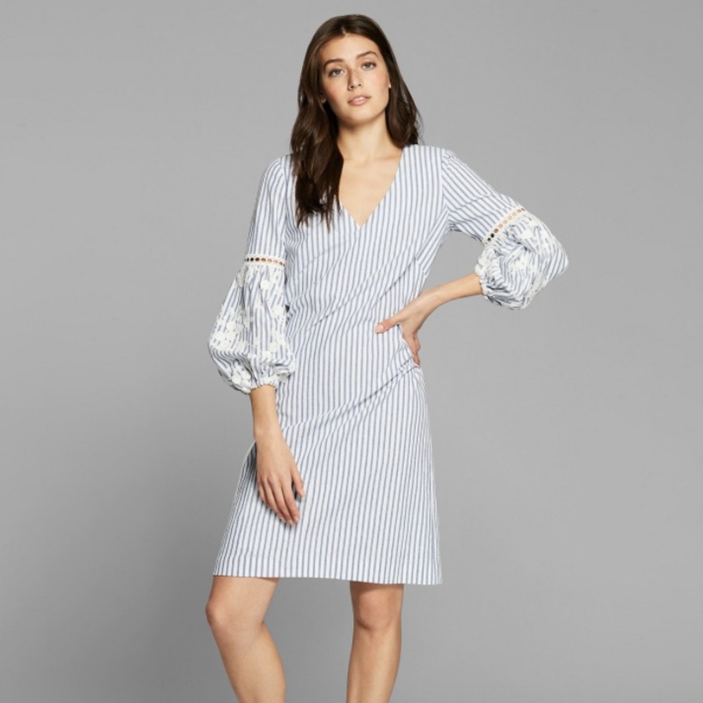 Ralph Lauren Embroidered Striped Cotton Dress
